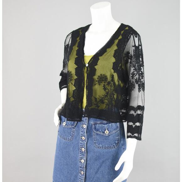 Rabbit Designs Sheer Floral Lace Formal Cardigan NWT Women's Large - Picture 5 of 9